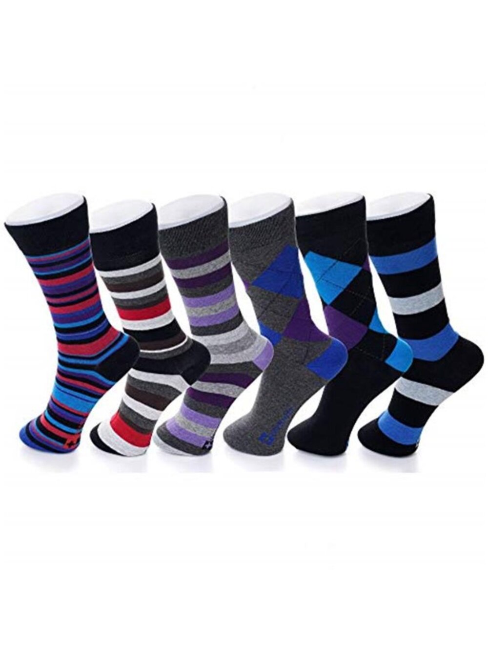Mens Dress Socks 6 Pair Cotton Crew Argyle Business Casual Office Shoe Size 6 13
